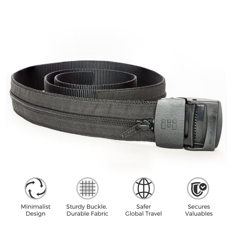 Zero Grid Travel Security Belt â€“ Hidden Money Pouch â€“ Stretch Fit, TSA-Approved Anti-Theft Design with Plastic Buckle and Zipper Pocket for Cash, Cards & Accessories â€“ Adjustable for Men & Women - Image 5