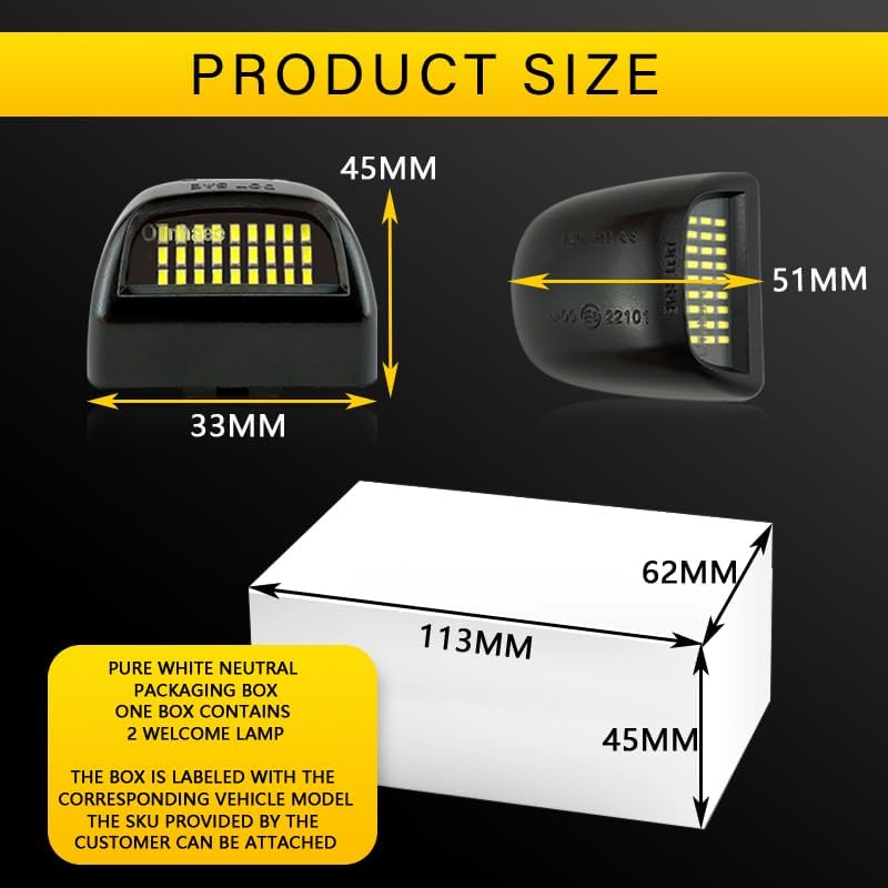 OTnhaee LED License Plate Lights Compatible with Chevy Silverado 1500 2500HD 3500HD, Avalanche, Suburban, Tahoe, GMC Sierra, Yukon, Cadillac Escalade,48-SMD 6500K Super White (UpgradeWhite) - Image 3