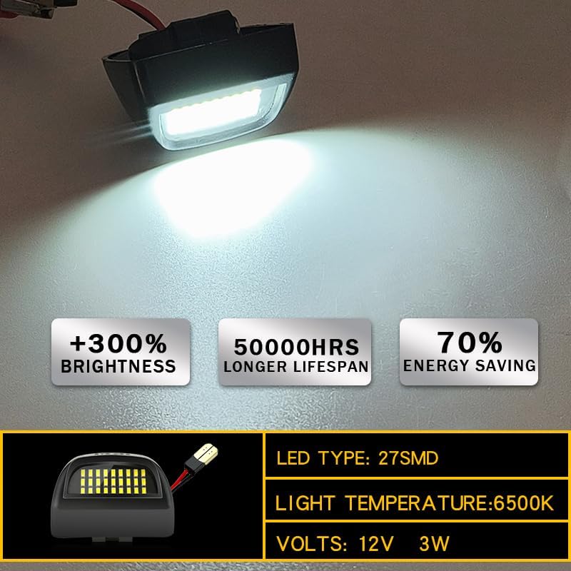 OTnhaee LED License Plate Lights Compatible with Chevy Silverado 1500 2500HD 3500HD, Avalanche, Suburban, Tahoe, GMC Sierra, Yukon, Cadillac Escalade,48-SMD 6500K Super White (UpgradeWhite) - Image 2