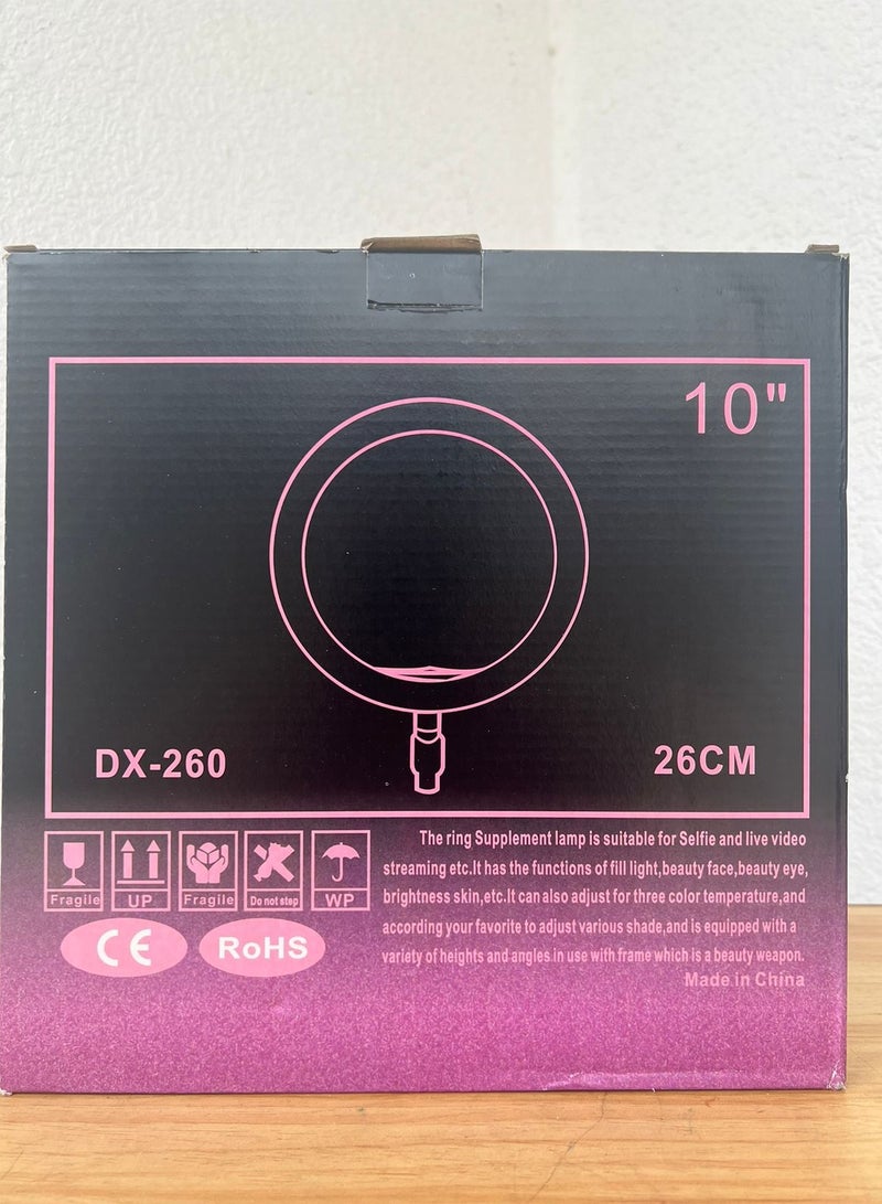 LED Ring Light 10" DX-260 With Tripod - Image 3