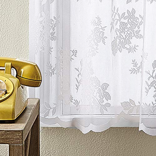 Curtainworks ستارة مطبخ سيبيلا من كيرتن ووركس، جيب قضيب، 14 بوصة فالبانس، أبيض - Image 3