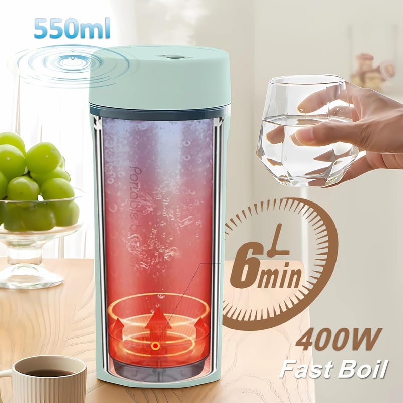 YIMI Portable Electric Kettle for Travel, 550ml Small Water Boiler for Tea Coffee Milk, 400W Stainless Steel Mini Water Kettle Heater with 6 Adjustable Temperature, Keep Warm, Auto Off for Trip, Car, Green - Image 3