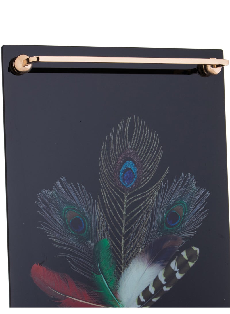 Hic glass serving tray with golden metal hand 34 cm - Image 3