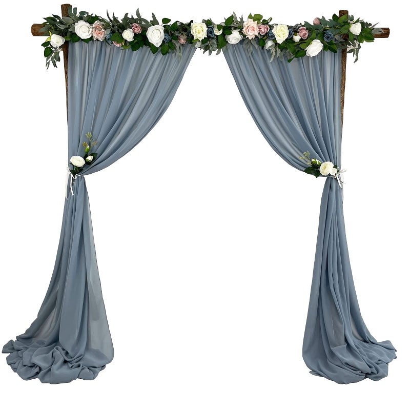 EHLDekol Sheer Chiffon Backdrop Curtains 10ft x 10ft Chiffon Fabric Drapes for Wedding Long Sheer Curtain for Living Room Arch Party Stage DecorationDusty Blue 120 x 120 Inch