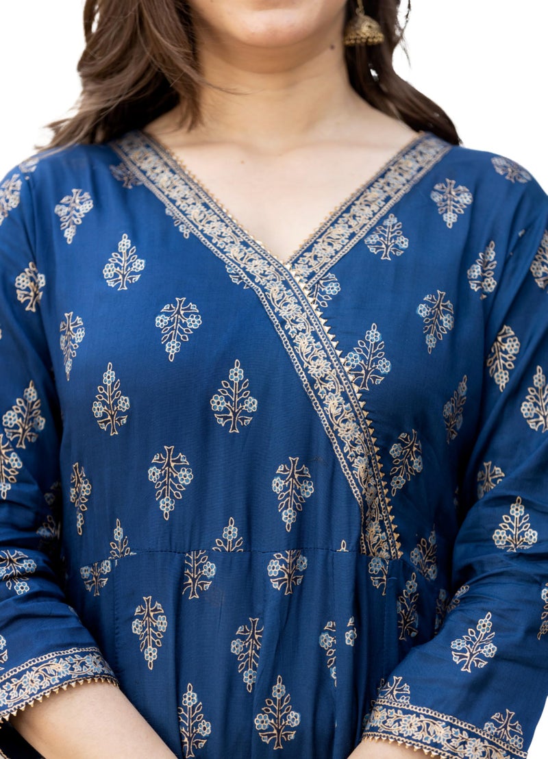rytras Women's Printed Anarkali Ethnic Wear Kurta Set with Dupatta(RYT206,3XL) Blue - Image 5