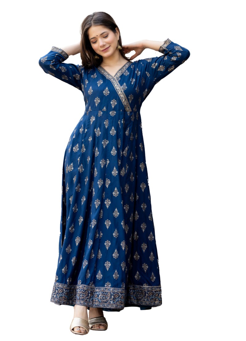 rytras Women's Printed Anarkali Ethnic Wear Kurta Set with Dupatta(RYT206,3XL) Blue - Image 4