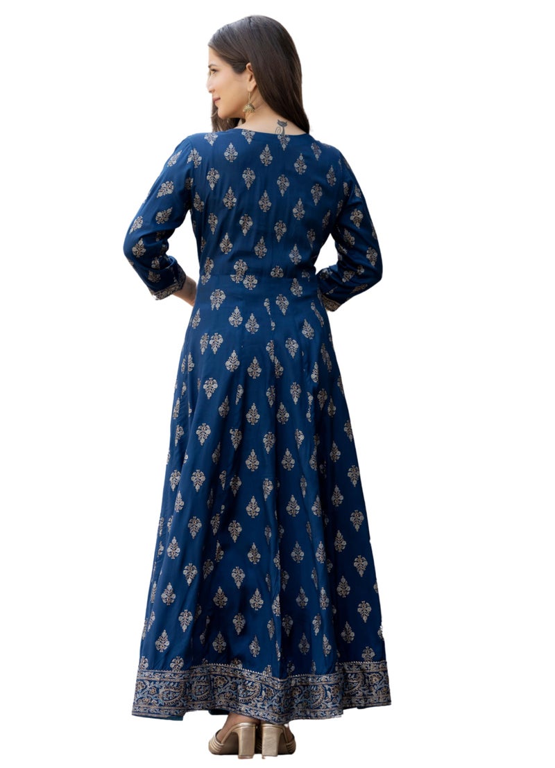rytras Women's Printed Anarkali Ethnic Wear Kurta Set with Dupatta(RYT206,3XL) Blue - Image 2