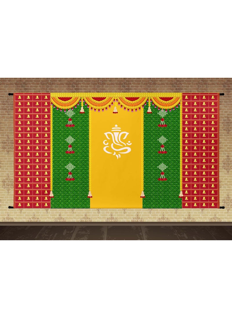 SUKALPA Pooja Decoration Curtain Backdrop Decoration Size 8x5 Green ClourPack of 1Background Decoration Cloth SC529  - Image 5