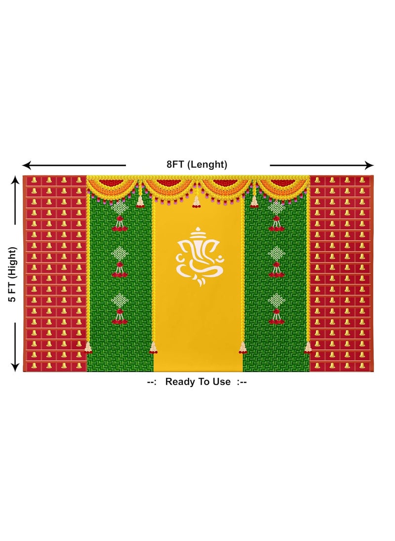 SUKALPA Pooja Decoration Curtain Backdrop Decoration Size 8x5 Green ClourPack of 1Background Decoration Cloth SC529  - Image 2