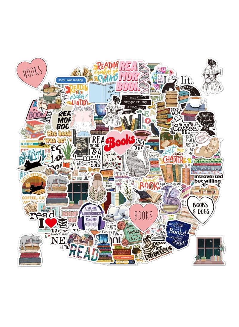 TFIXOL 100pcs Book Stickers for Kindle Tablet Laptop, Bookish Reading Stickers, Reading Stickers, Clear Case Stickers Gifts Accessories for Kid Teens Adults  - Image 1