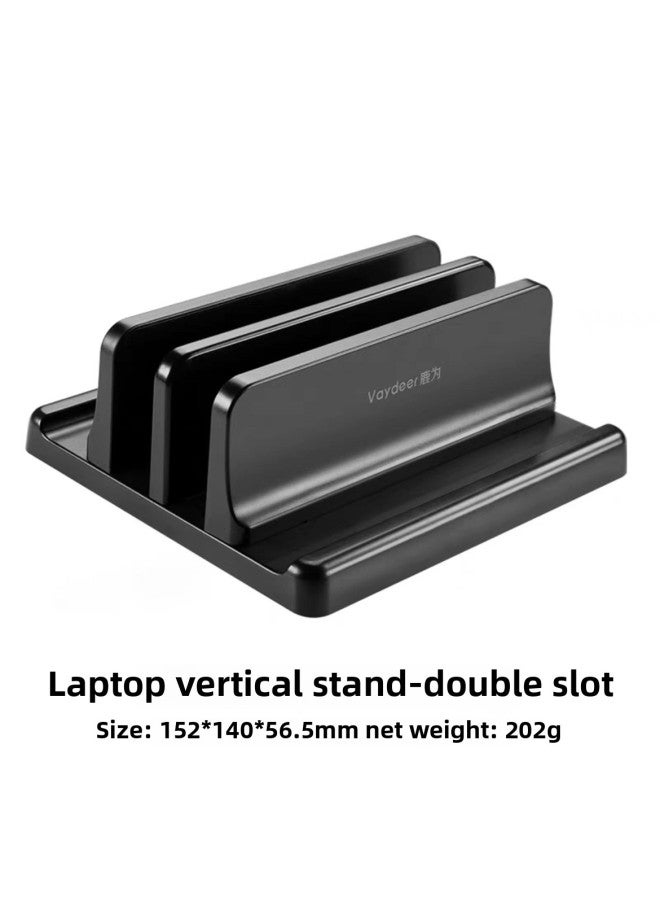 Notebook Vertical Stand Computer Clip Storage Rack Desktop Side Vertical Stand Bracket Bracket-Color:Laptop Vertical Stand—double Opening—black