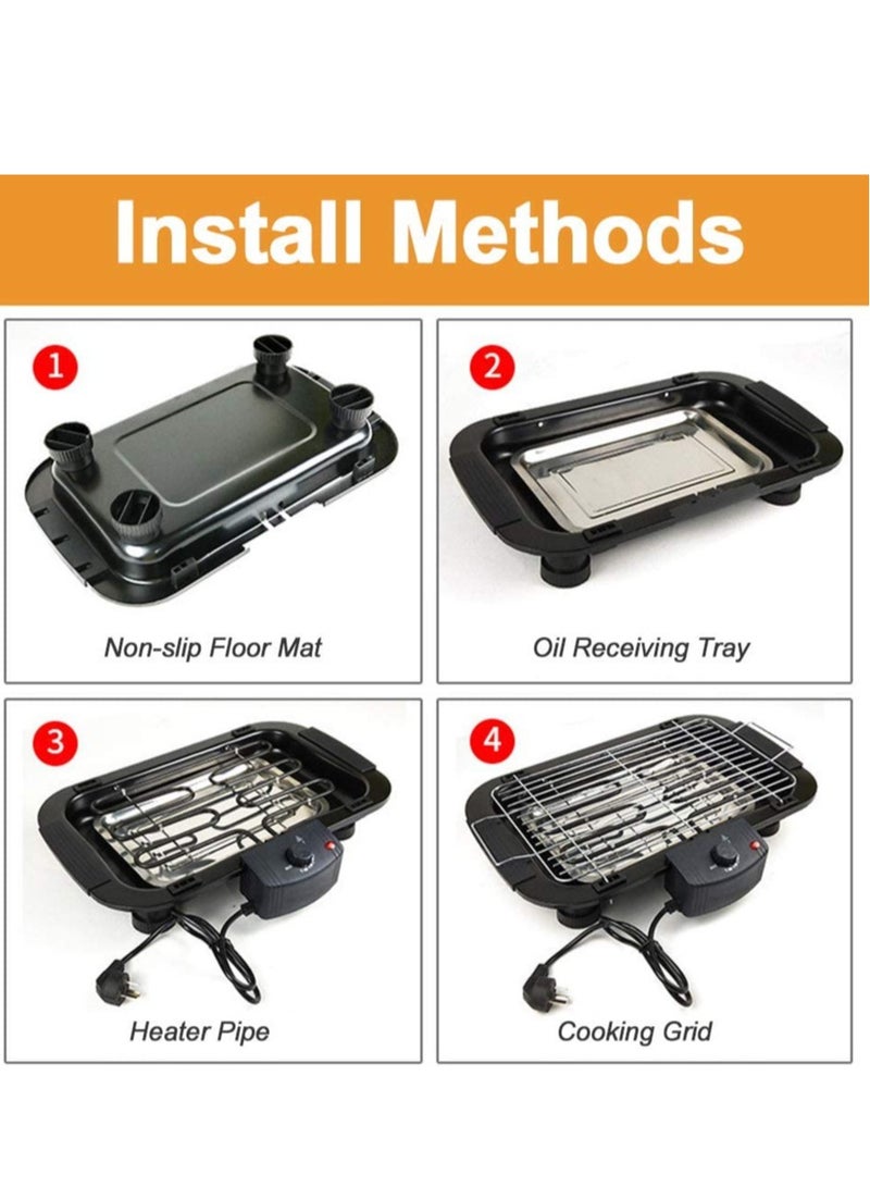 Smokeless Indoor/Outdoor Electric Grill Portable Tabletop Grill Kitchen BBQ Grills Adjustable Temperature Control,Removable Water Filled Drip Tray,2000W,Black（EU Plug） - Image 3