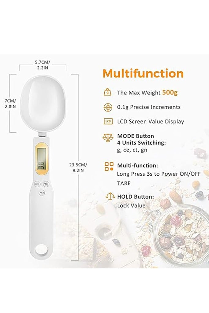 Digital Food Spoon Scale, 500g/0.1g Electronic Kitchen Measuring Spoon Scale, Hi-Def LCD Display, Accurately Precise Digital Kitchen Gram Scale - Image 2