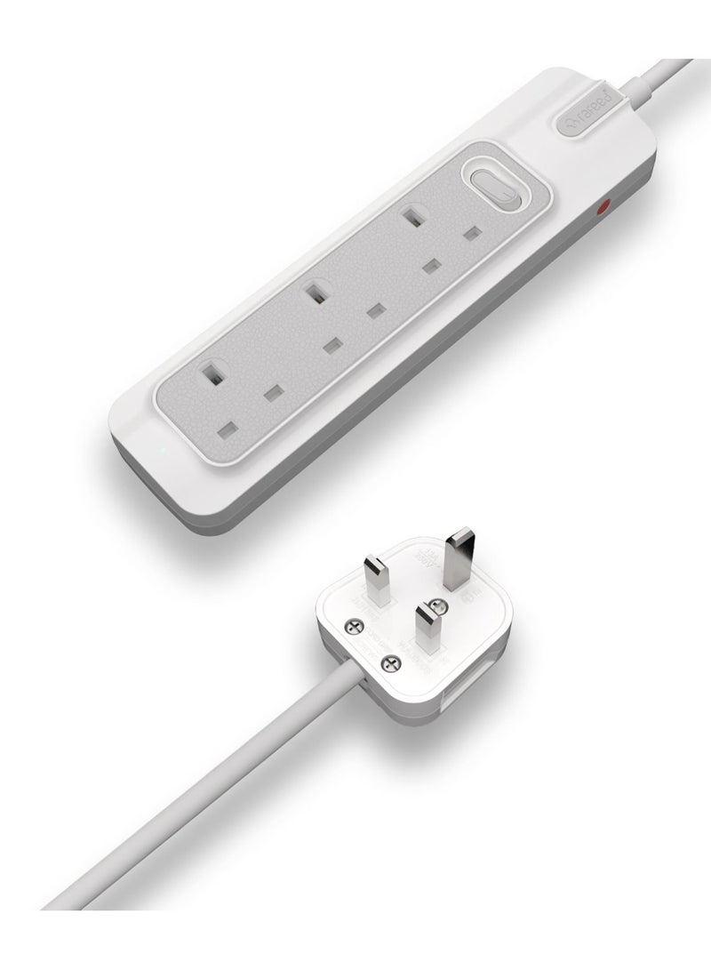 RAFEED Extension Cord With Master Switch Surge Protection 5 Meter 3 Sockets 13A 3250W (WA50009) - Image 1