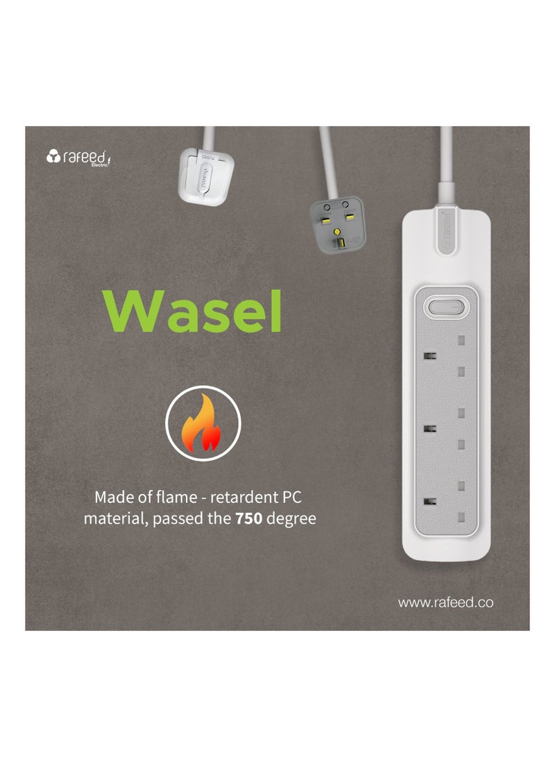 RAFEED Extension Cord With Master Switch Surge Protection 5 Meter 3 Sockets 13A 3250W (WA50009) - Image 4