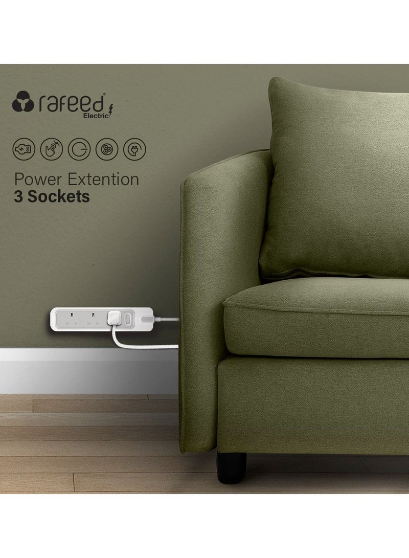 RAFEED Extension Cord With Master Switch Surge Protection 5 Meter 3 Sockets 13A 3250W (WA50009) - Image 5