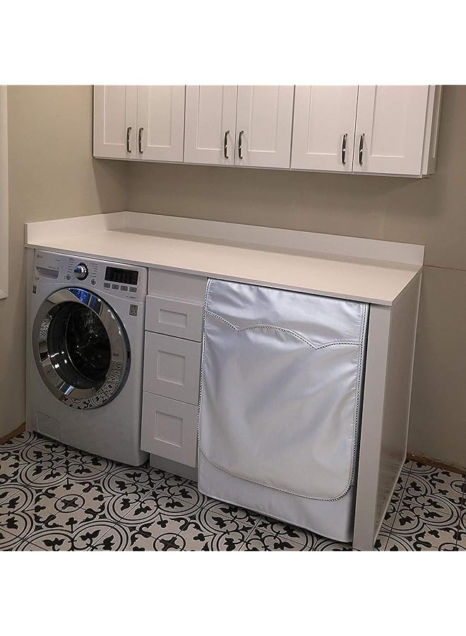 erorex Washer Cover Dryer Cover Washine Machine Cover Waterproof And Dustproof Thickening Front Loading Silver Coating Oxford Cloth Full Automatic Roller Washing Machine Sun Resistant Dust Cover - Image 2