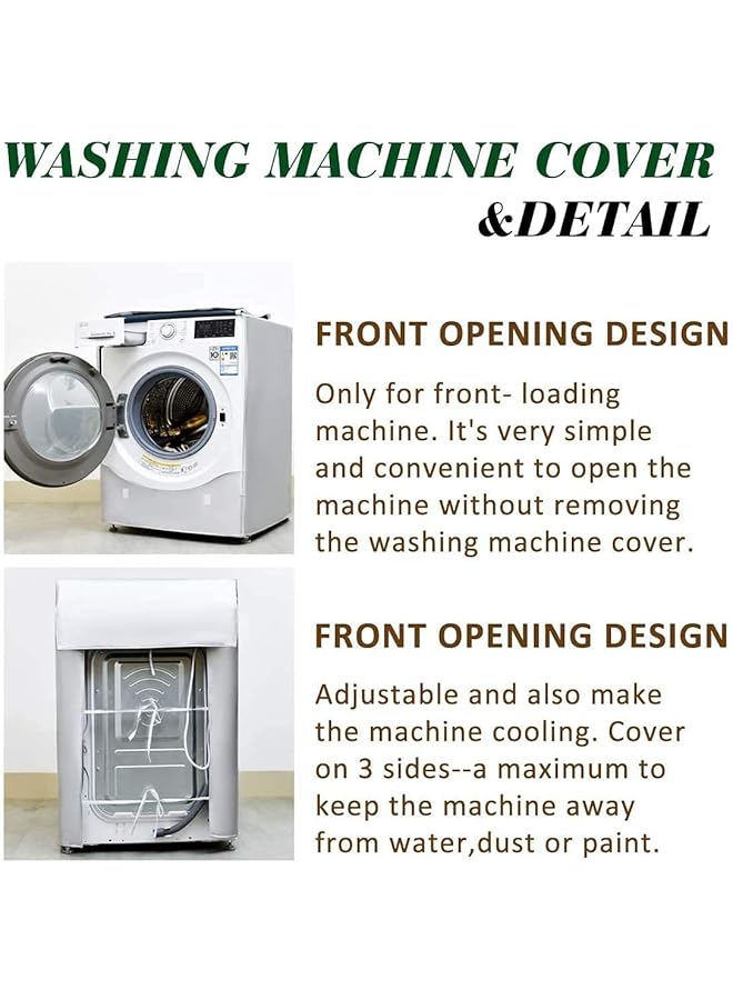erorex Washer Cover Dryer Cover Washine Machine Cover Waterproof And Dustproof Thickening Front Loading Silver Coating Oxford Cloth Full Automatic Roller Washing Machine Sun Resistant Dust Cover - Image 4