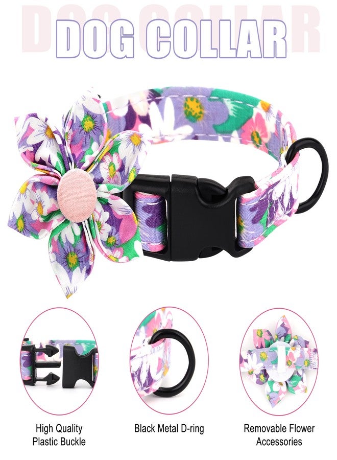 Beirui Cute Girl Dog Collars, Harnesses & Leashes Set - Adjustable Dog Collar and Leash Set with Flower - Soft Mesh Dog Vest Harness for Puppies Small & Extra Small Dogs Cats (Purple,XXS) - Image 3