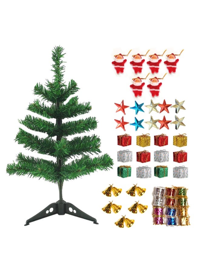 50cm Christmas Tree with 20Hanging Christmas Ornaments, Home Decor Decorations, Christmas Tree Ornament Items, Christmas Tree with Stand for Office Christmas Party - Image 1