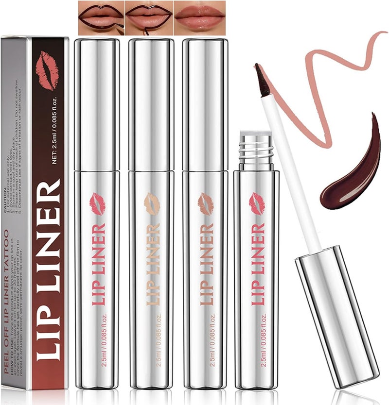 Lip Liner Stain Peel Off New Upgrades Tip Pointed Lip Tattoo Transfer Proof Lipstain Infused with Hyaluronic Acid Vitamin E for All Skin Types More Accurate Easier to Operate Pack of 3