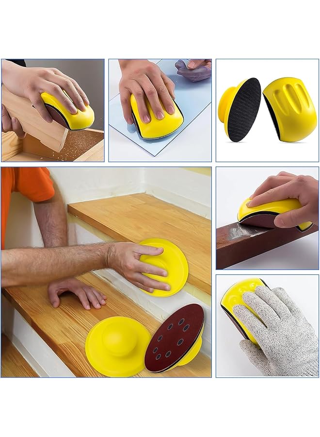 Generic 2 Pcs 5 Inch Hand Sanding Block,Round & Mouse-Shaped Hand Pads, Round And Mouse Hand Sanding Block For Wood, Furniture Restoration, Home Arts And Crafts  - Image 3