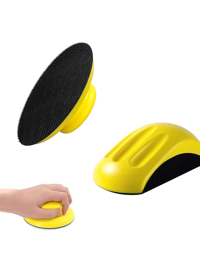 Generic 2 Pcs 5 Inch Hand Sanding Block,Round & Mouse-Shaped Hand Pads, Round And Mouse Hand Sanding Block For Wood, Furniture Restoration, Home Arts And Crafts  - Image 1