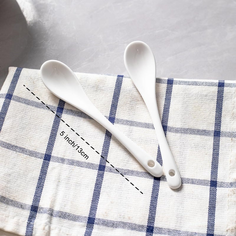 MIUFA 6PCS Porcelain White Coffee Spoons Espresso Tea Sauce and Desserts Ceramic Spoons - Image 2