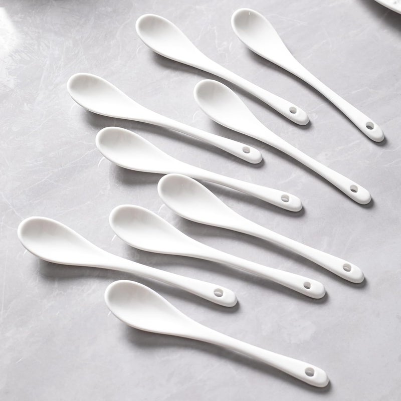 MIUFA 6PCS Porcelain White Coffee Spoons Espresso Tea Sauce and Desserts Ceramic Spoons - Image 5