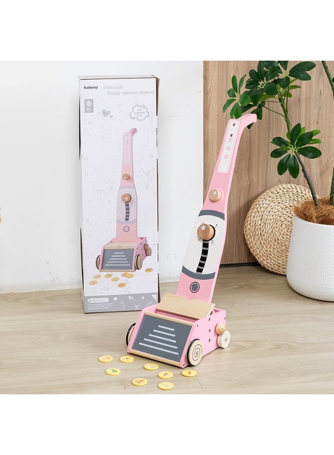 Factory Price - Wooden Magnetic Vacuum Cleaner Toy - Pink - Image 3