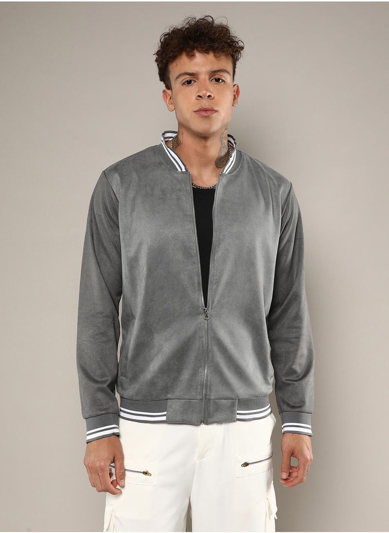 كامبوس سوترا Men's Moon Grey Zip-Front Baseball Jacket  - Image 2