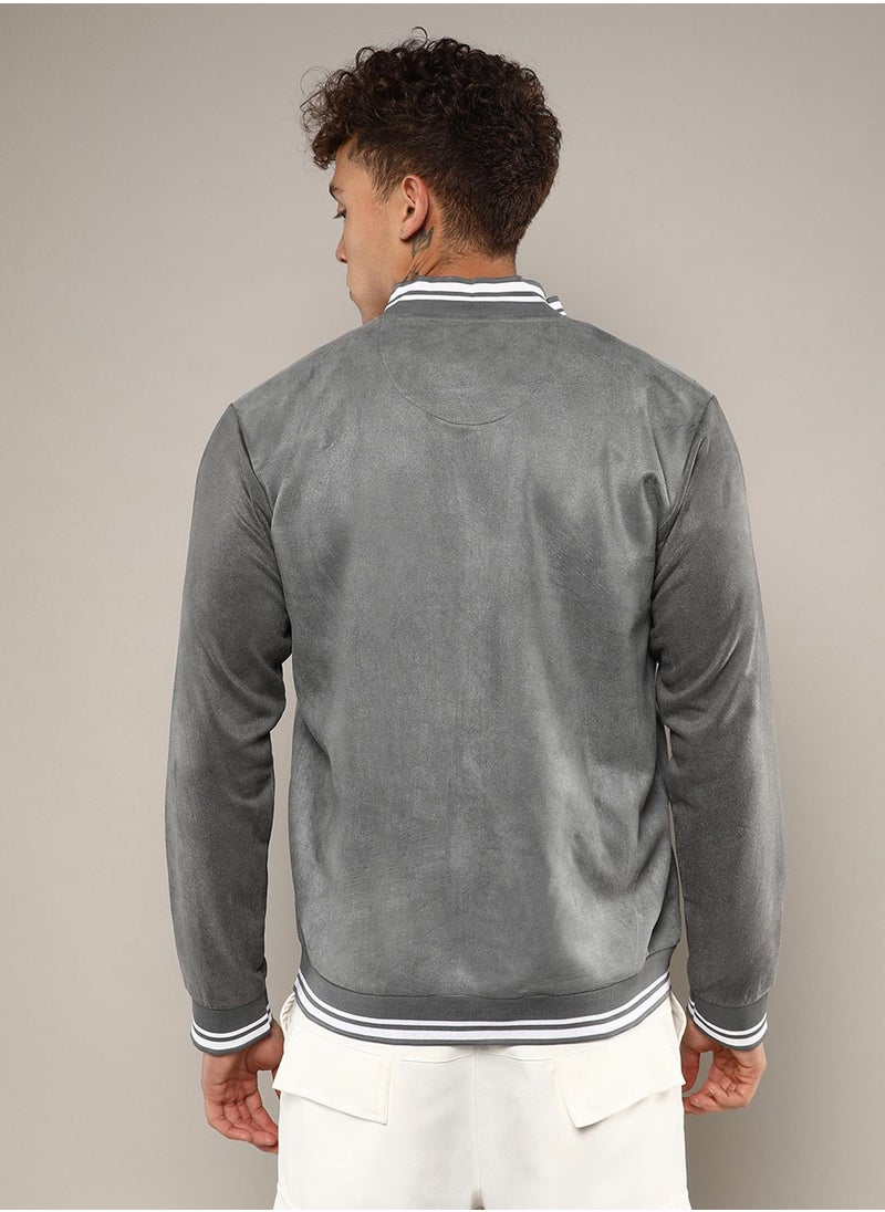 كامبوس سوترا Men's Moon Grey Zip-Front Baseball Jacket  - Image 5
