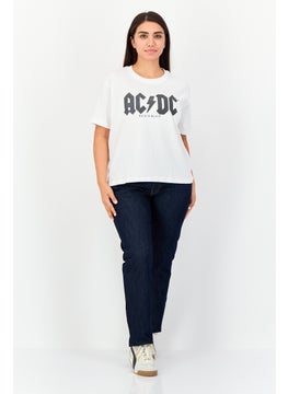 AC/DC Women Crew Neck Short Sleeves Graphic Print T-Shirt, White  - Image 3