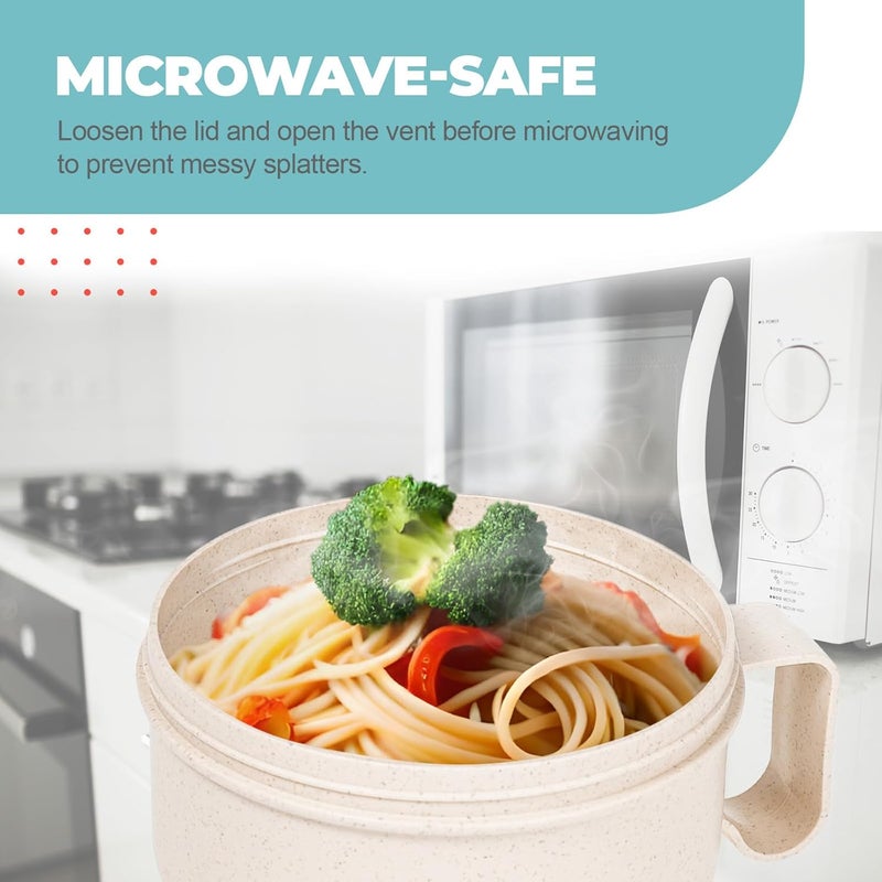 MATICAN Microwave Soup Bowl with Lid Soup Mug with Lid Microwave Containers for Ramen Noodles Soup Beverages 2874 Ounces Eggshell White Includes Spork - Image 5