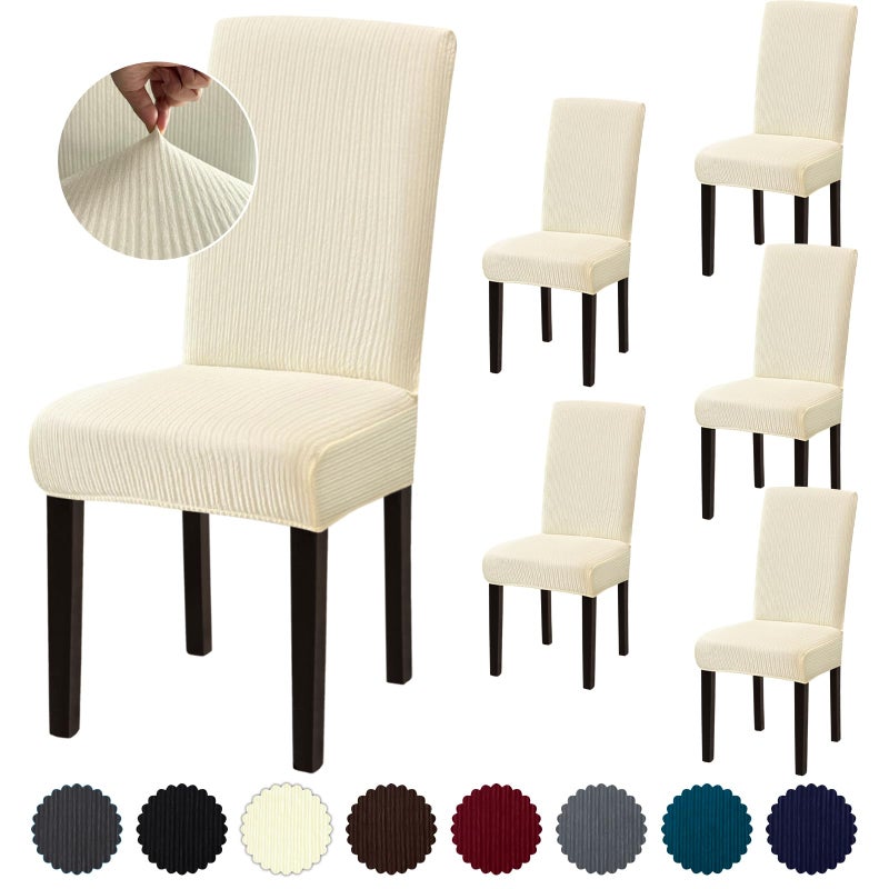 Fafua Chair Covers, Stretch Dining room chair covers set of 6, Removable Washable Chair Covers for Dining Chairs, Dining Chair Slipcovers for Dining Room, Hotel, Ceremony - Image 1