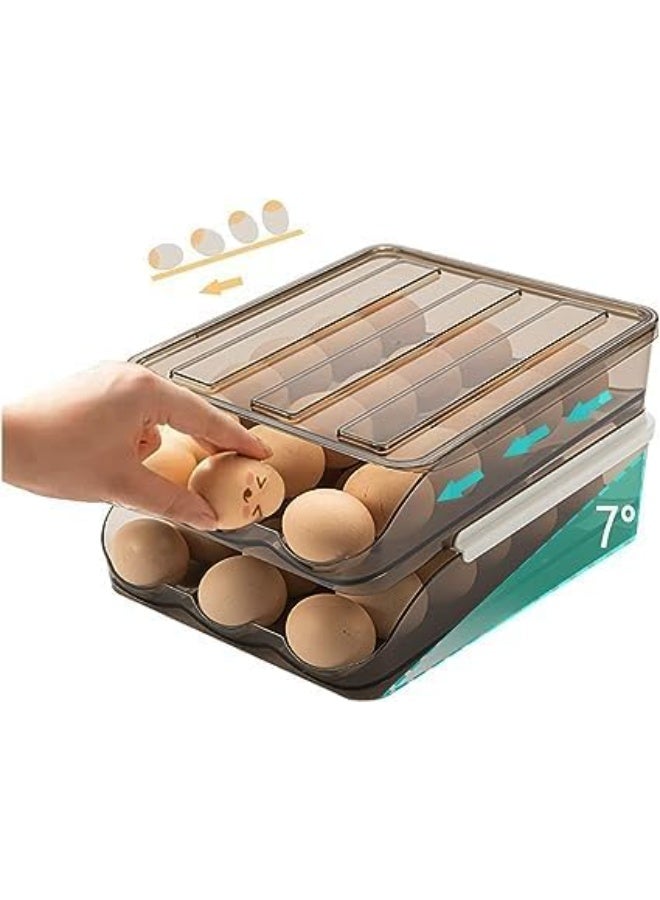 كازادورا صندوق بيض أوتوماتيكي متدرّج بحجم كبير من Cazadora — منظّم بيض شفاف بني فاتح مزدوج الطبقات بسعة 36 بيضة لتنظيم ثلاجتك بكفاءة، نظام دوران تلقائي لتطبيق مبدأ أول الداخل أول الخارج (FIFO) للحفاظ على طزاجة البيض وتقليل الفاقد، تصميم موفّر للمساحة وسهل السحب مع أدراج قابلة للإزالة للغسل والتنظيف، هيكل أكريليك متين وصحي مقاوم للبقع، غطاء شفاف للحماية من الأتربة والصدمات، مناسب للعائلات والمطابخ المهنية والمخابز والتموين، أبعاد مدمجة 28.5 × 21.5 × 14 سم، وزن 0.92 كجم، حل عملي ومنظّم للثلاجة لتخزين البيض بشكل آمن ومنظم وتقليل الكسور والهدر — صندوق بيض مزدوج الطبقات أوتوماتيكي من Cazadora بسعة كبيرة ومثالي للمنازل والمطابخ العاملة والهدايا المنزلية. - Image 1