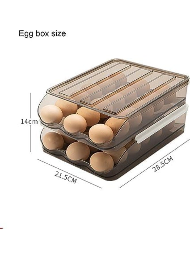 كازادورا صندوق بيض أوتوماتيكي متدرّج بحجم كبير من Cazadora — منظّم بيض شفاف بني فاتح مزدوج الطبقات بسعة 36 بيضة لتنظيم ثلاجتك بكفاءة، نظام دوران تلقائي لتطبيق مبدأ أول الداخل أول الخارج (FIFO) للحفاظ على طزاجة البيض وتقليل الفاقد، تصميم موفّر للمساحة وسهل السحب مع أدراج قابلة للإزالة للغسل والتنظيف، هيكل أكريليك متين وصحي مقاوم للبقع، غطاء شفاف للحماية من الأتربة والصدمات، مناسب للعائلات والمطابخ المهنية والمخابز والتموين، أبعاد مدمجة 28.5 × 21.5 × 14 سم، وزن 0.92 كجم، حل عملي ومنظّم للثلاجة لتخزين البيض بشكل آمن ومنظم وتقليل الكسور والهدر — صندوق بيض مزدوج الطبقات أوتوماتيكي من Cazadora بسعة كبيرة ومثالي للمنازل والمطابخ العاملة والهدايا المنزلية. - Image 2