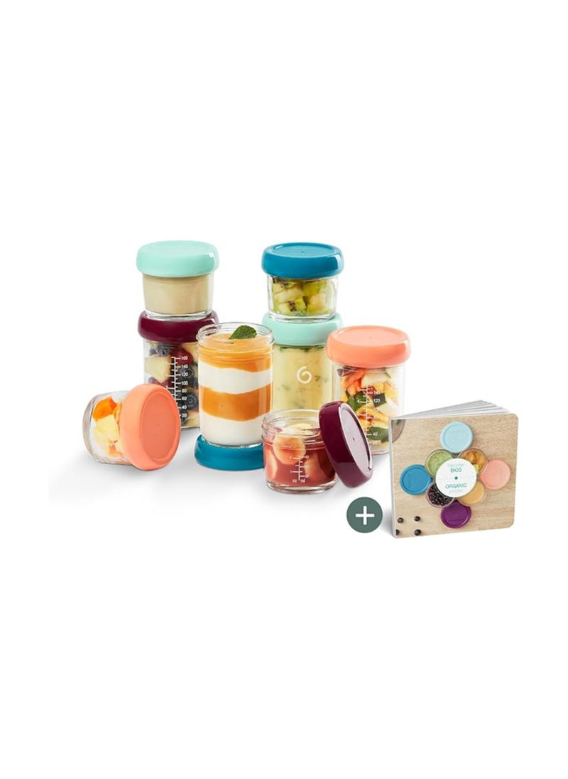 babymoov Babymoov - Glass Baby Bowls, 4X (240+120) Airtight Food Storage Containers With Recipe Book  - Image 1