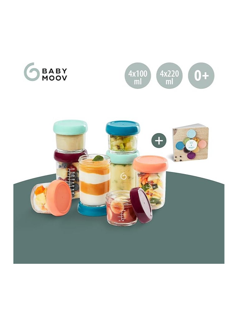 babymoov Babymoov - Glass Baby Bowls, 4X (240+120) Airtight Food Storage Containers With Recipe Book  - Image 2