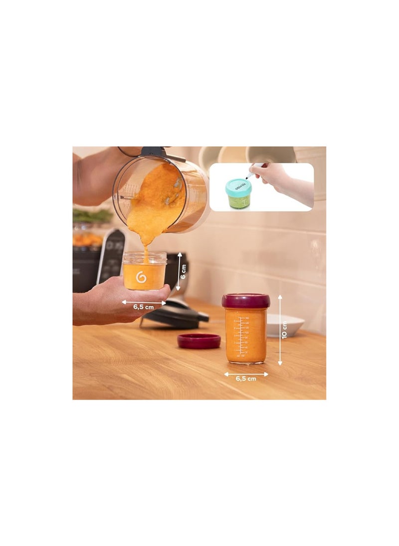 babymoov Babymoov - Glass Baby Bowls, 4X (240+120) Airtight Food Storage Containers With Recipe Book  - Image 3