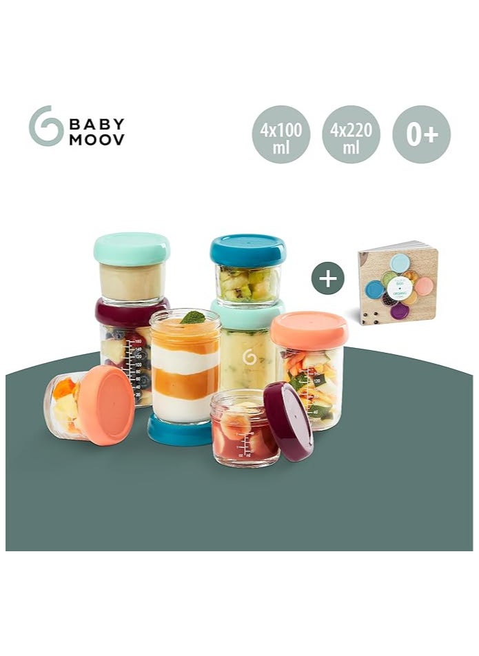 babymoov Babymoov - Glass Baby Bowls, 4X (240+120) Airtight Food Storage Containers With Recipe Book  - Image 4