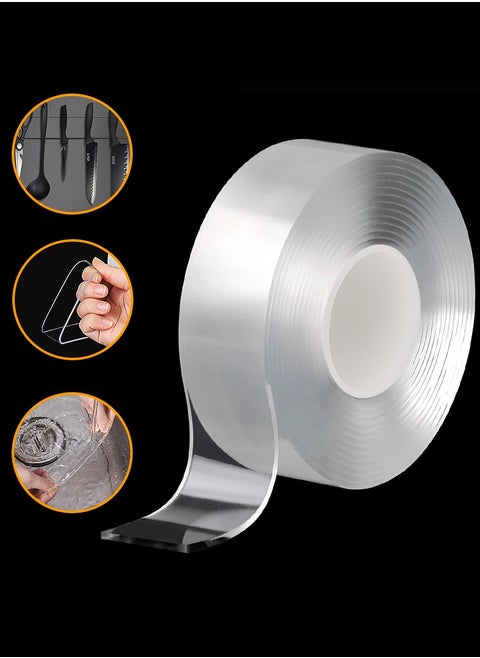 Double-Sided Nano Tape Washable and Reusable Strong Adhesive Transparent Installation Tape 5M Long, 3CM Wide