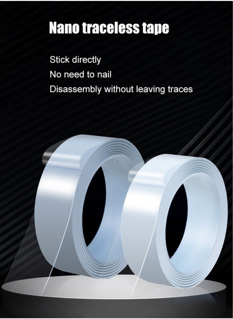 Double-Sided Nano Tape Washable and Reusable Strong Adhesive Transparent Installation Tape 5M Long, 3CM Wide