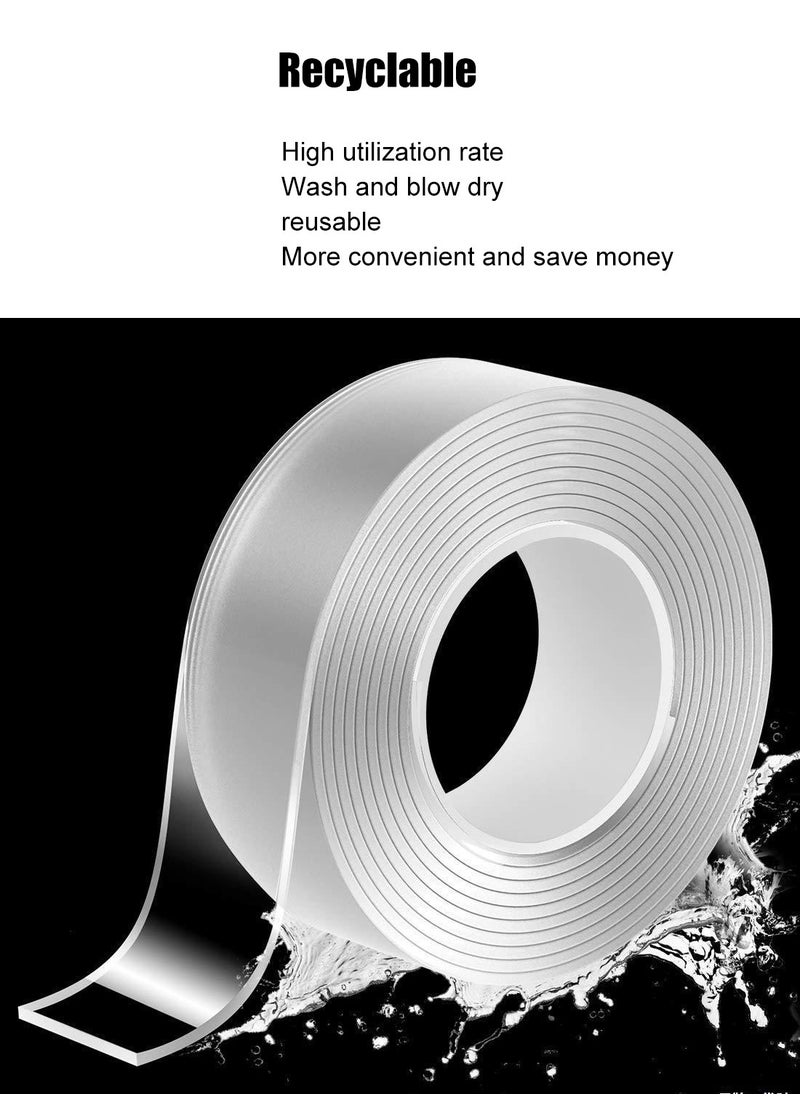 Double-Sided Nano Tape Washable and Reusable Strong Adhesive Transparent Installation Tape 5M Long, 3CM Wide