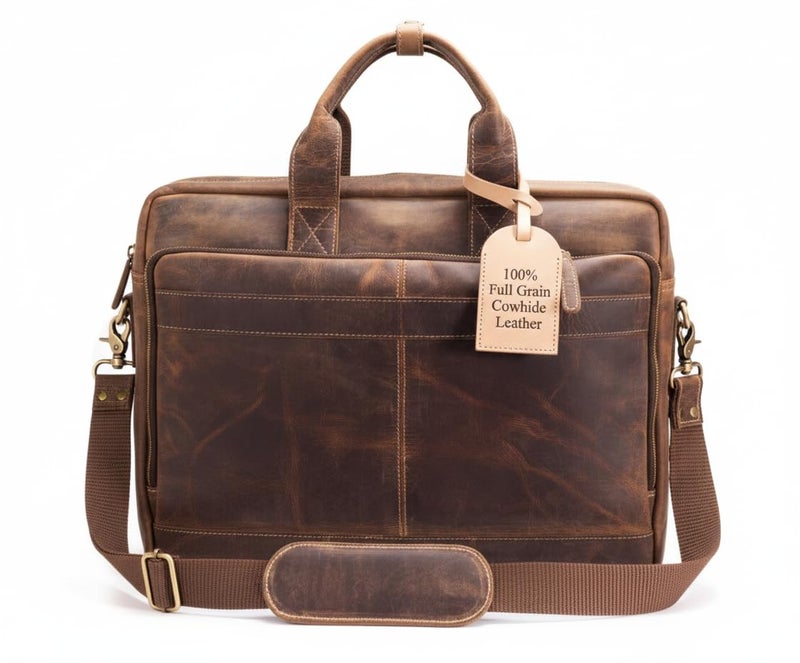 NomadCraftsCo. Leather Messenger Bag for Men 16 Inch Laptop Case Office Briefcase Computer Satchel for Laptops Vintage Leather Carryall for Work or Travel - Image 2