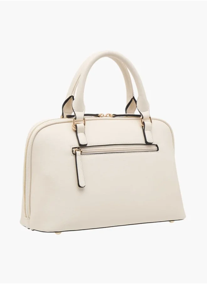 Celeste Women Solid Tote Bag with Double Handle and Zip Closure