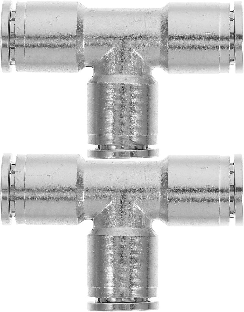 2pcs Brass Push-to- Way Air Hose Quick Fittings Tee Piping Connector for Pneumatic Air Supply and Attachments - Image 1