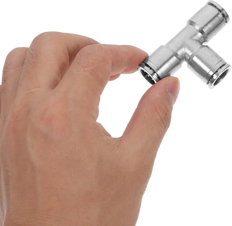2pcs Brass Push-to- Way Air Hose Quick Fittings Tee Piping Connector for Pneumatic Air Supply and Attachments - Image 3