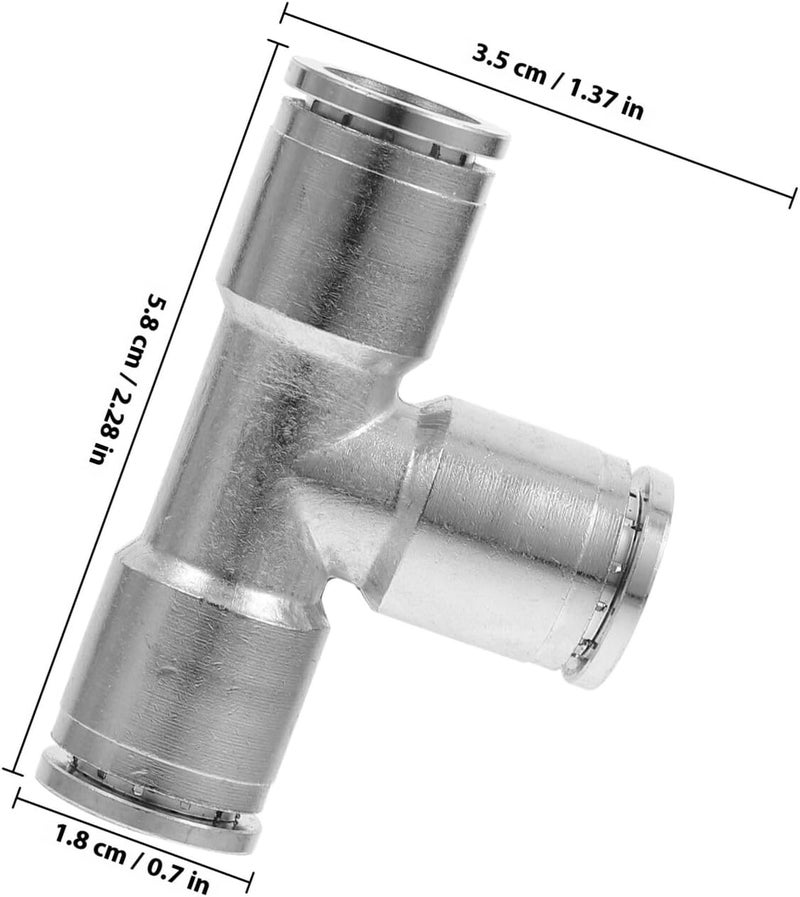 2pcs Brass Push-to- Way Air Hose Quick Fittings Tee Piping Connector for Pneumatic Air Supply and Attachments - Image 2