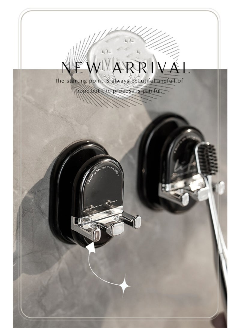 HOMESTAR Wall MountToothbrush Holderd Toothbrush Holder Set - Bathroom Organizer With Anti-Drop Slots, Hanging Drying Rack For Oral Care, No Drill Adhesive Installation, Transparent Black ABS Material (Black 7.5*8.2*11cm) - Image 3